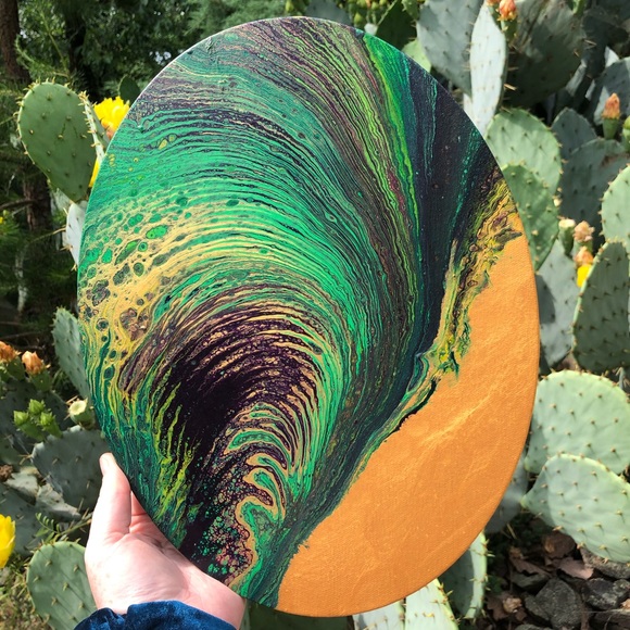 Other - Original Fluid Art Oval Canvas Painting Decor